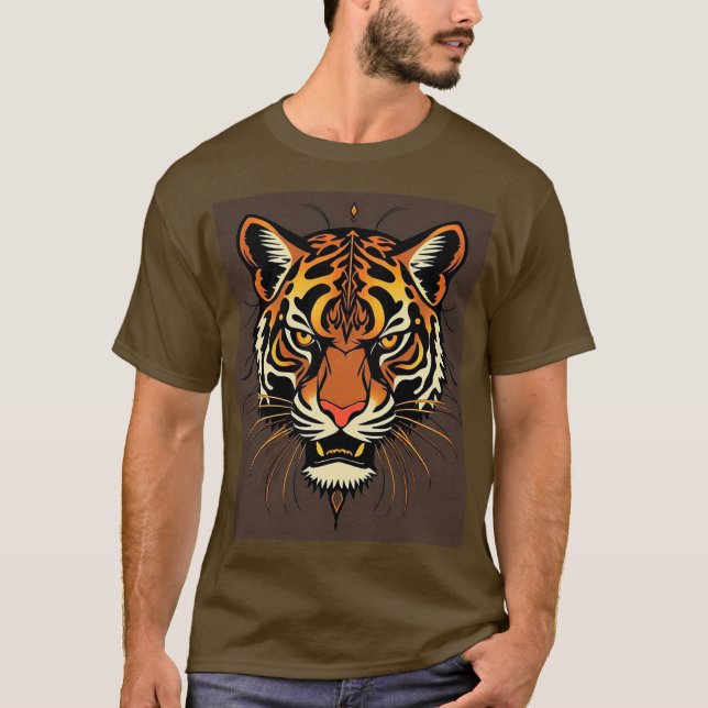 Tigergesicht mit Stammesmustern T-Shirt (Vorderseite)