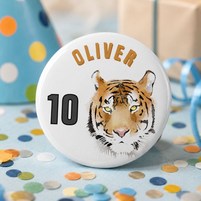 Tigergesicht Wasserfarbe Name Alter Geburtstag Button (Von Creator hochgeladen)
