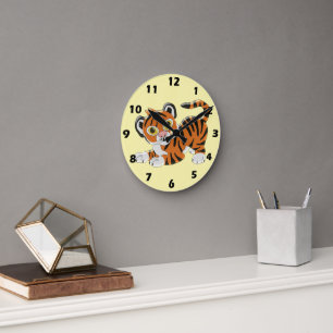Tigergestaltung Runde Wanduhr