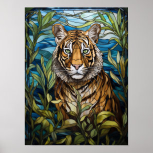 Tigerglasmalerei Dschungel Kunst Poster