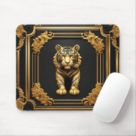 Tigergold und schwarzer Zierrahmen Mousepad