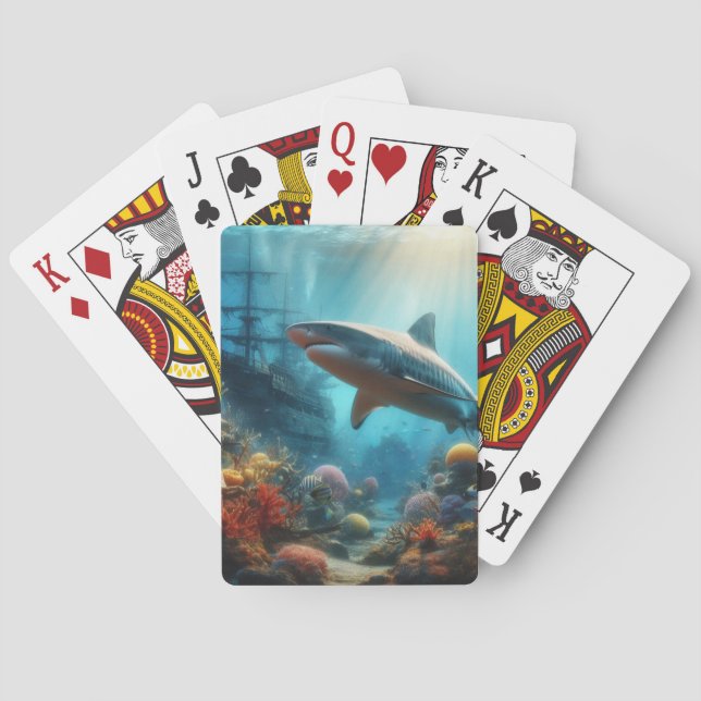 Tigerhai & Korallenriff Spielkarten (Rückseite)