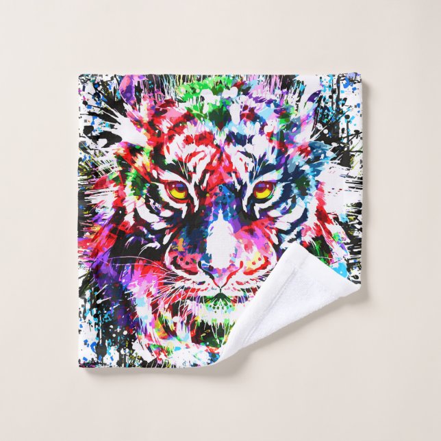 Tigerhandtücher | Farblich Zeichnend | Abstrakte K Badhandtuch Set (Waschlappen)