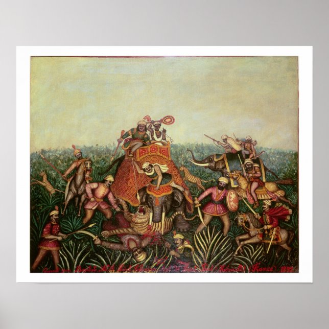 Tigerjagd, 1892 (Öl auf Leinwand) Poster (Vorne)