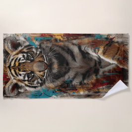 Tigerjunges-Porträt Urban Wildlife Design Strandtuch