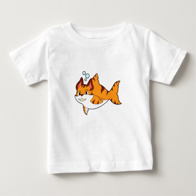 Tigerkatze als Hai im Wasser.PNG Baby T-shirt (Vorderseite)