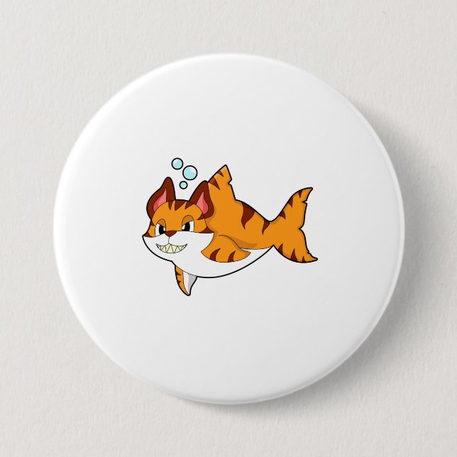 Tigerkatze als Hai im Wasser.PNG Button (Vorderseite)