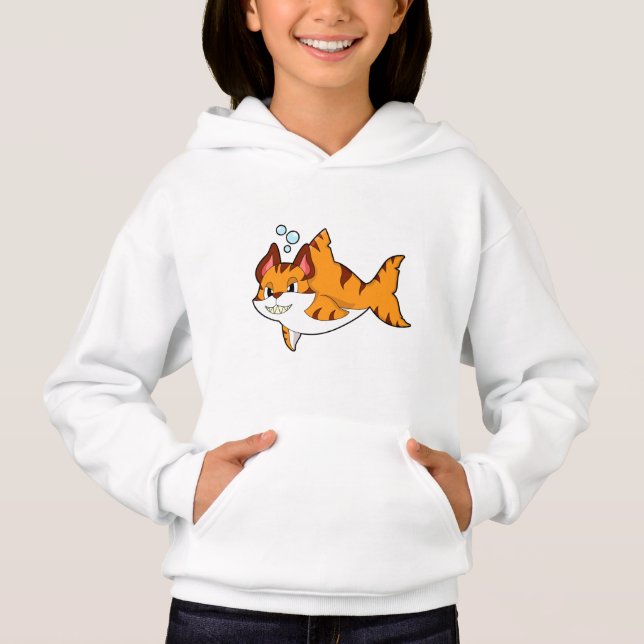 Tigerkatze als Hai im Wasser.PNG Hoodie (Vorderseite)