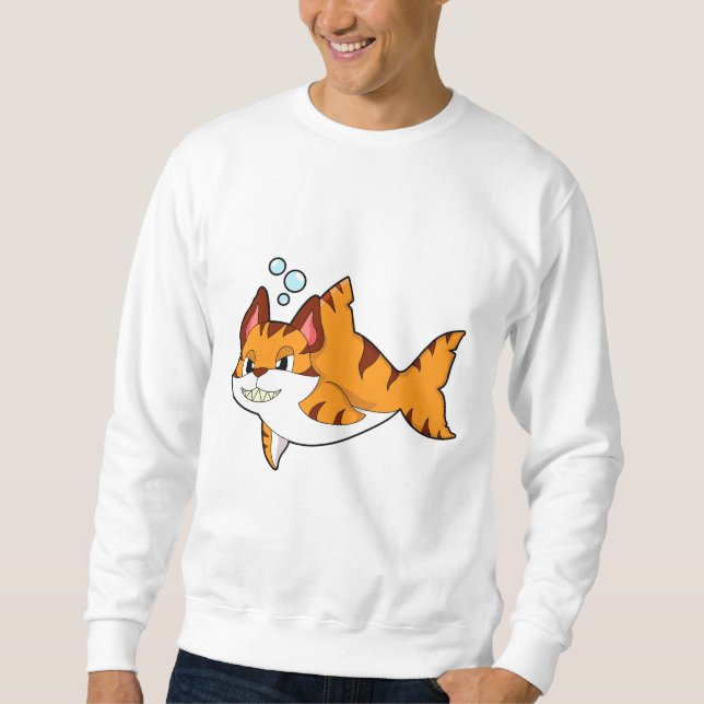 Tigerkatze als Hai im Wasser.PNG Sweatshirt (Vorderseite)