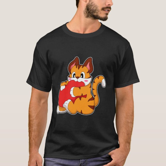Tigerkatze in Liebe mit Herz.PNG T-Shirt (Vorderseite)
