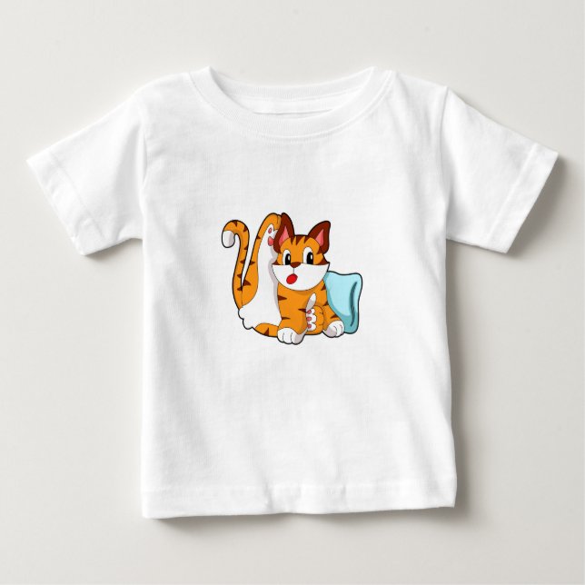 Tigerkatze mit Kissen Baby T-shirt (Vorderseite)