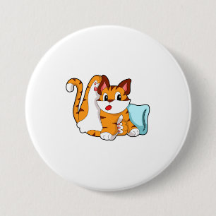 Tigerkatze mit Kissen Button