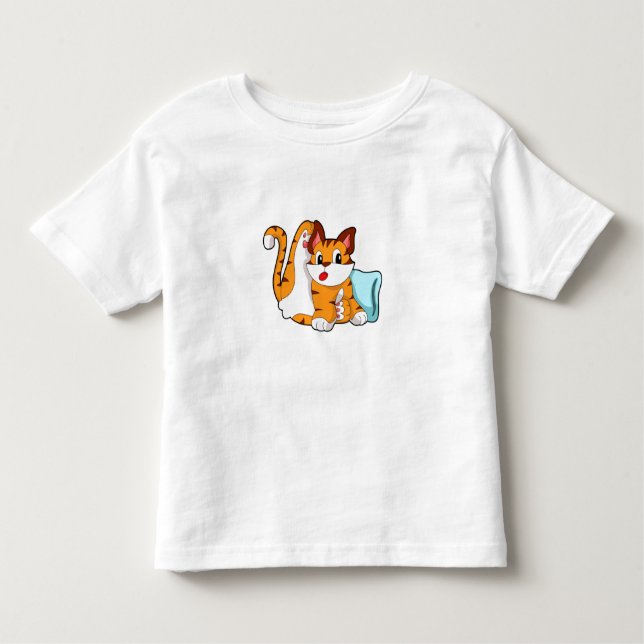 Tigerkatze mit Kissen Kleinkind T-shirt (Vorderseite)