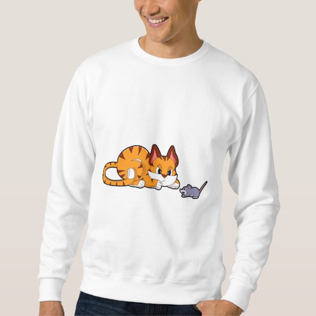 Tigerkatze mit Maus Sweatshirt (Vorderseite)