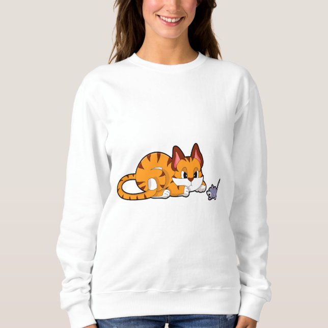 Tigerkatze mit Maus Sweatshirt (Vorderseite)