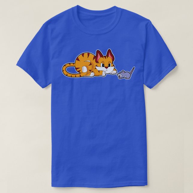 Tigerkatze mit Maus T-Shirt (Design vorne)