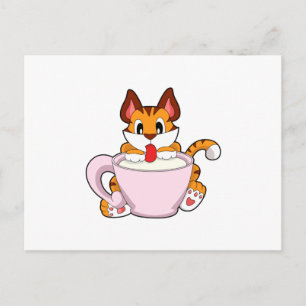 Tigerkatze mit Milchbecher.PNG Postkarte