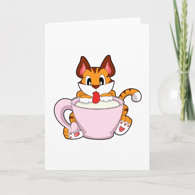 Tigerkatze mit Milchcup.PNG Karte (Vorderseite)