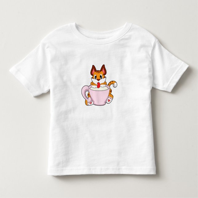 Tigerkatze mit Milchcup.PNG Kleinkind T-shirt (Vorderseite)