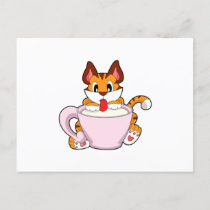 Tigerkatze mit Milchcup.PNG Postkarte