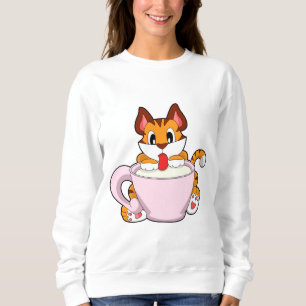 Tigerkatze mit Milchcup.PNG Sweatshirt