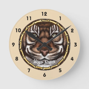 Tigerknochen Runde Wanduhr