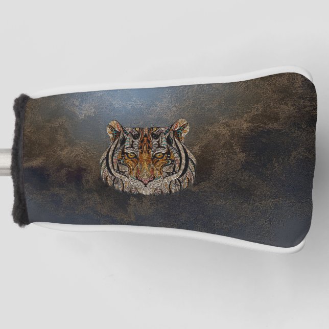 Tigerkopf, Gesicht, Lederblick Golf Headcover (Vorderseite)