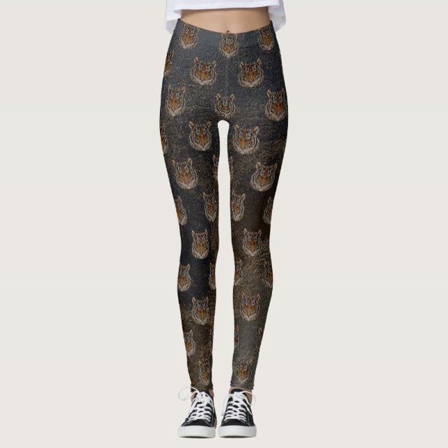 Tigerkopf, Lederschaum Leggings (Vorderseite)