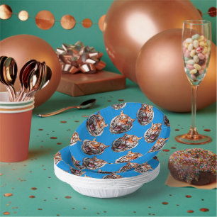 Tigerkopf-Musterdesign Blau Pappteller