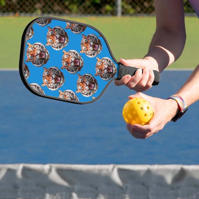 Tigerkopf-Musterdesign Blau  Pickleball Schläger (InSitu)