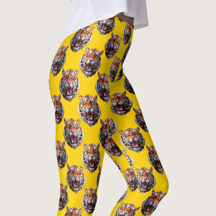 Tigerkopf-Musterdesign Gelb Leggings