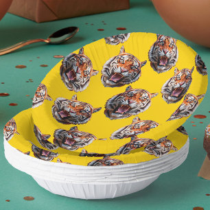 Tigerkopf-Musterdesign gelb  Pappteller