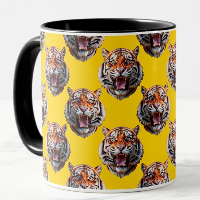 Tigerkopf-Musterdesign gelb  Tasse (Von Creator hochgeladen)