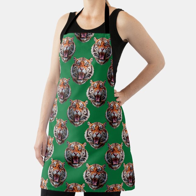 Tigerkopf-Musterdesign Grün  Schürze (Von Creator hochgeladen)