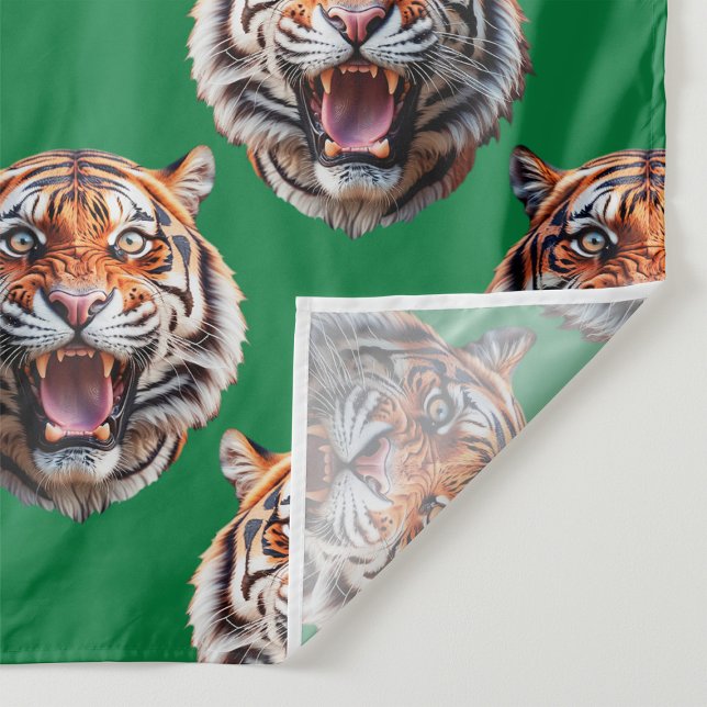 Tigerkopf-Musterdesign Grün  Stoff (Von Creator hochgeladen)