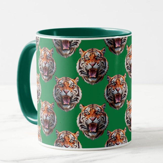 Tigerkopf-Musterdesign Grün  Tasse (Von Creator hochgeladen)