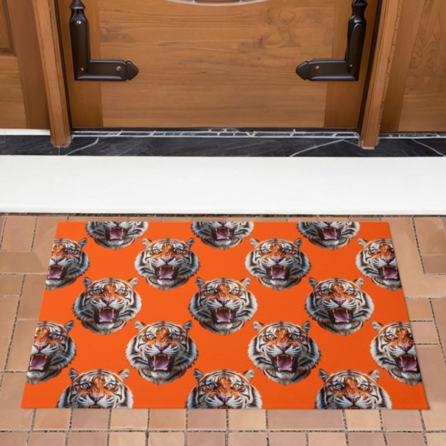 Tigerkopf-Musterdesign Orange  Fußmatte (Von Creator hochgeladen)