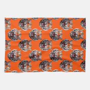 Tigerkopf-Musterdesign Orange  Geschirrtuch
