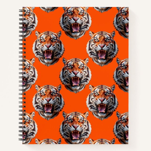 Tigerkopf-Musterdesign Orange  Notizbuch (Vorderseite)