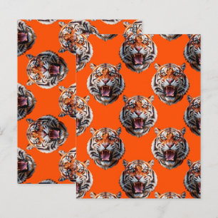 Tigerkopf-Musterdesign Orange  Postkarte