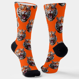 Tigerkopf-Musterdesign Orange  Socken