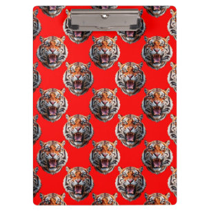 Tigerkopf-Musterdesign Rot Klemmbrett