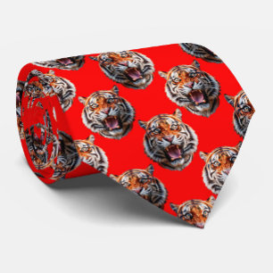 Tigerkopf-Musterdesign Rot Krawatte