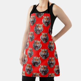 Tigerkopf-Musterdesign Rot Schürze