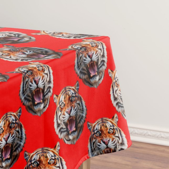 Tigerkopf-Musterdesign Rot Tischdecke (Von Creator hochgeladen)