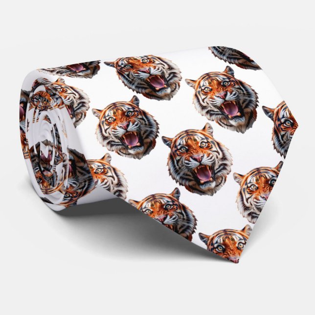 Tigerkopf-Musterdesign - Weiß   Krawatte (Von Creator hochgeladen)