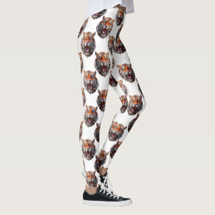 Tigerkopf-Musterdesign - Weiß Leggings