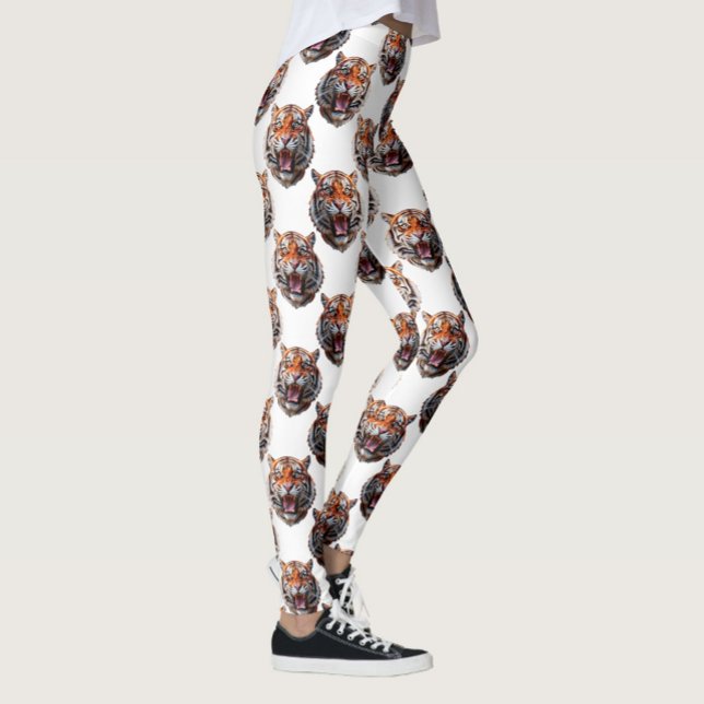 Tigerkopf-Musterdesign - Weiß   Leggings (Von Creator hochgeladen)