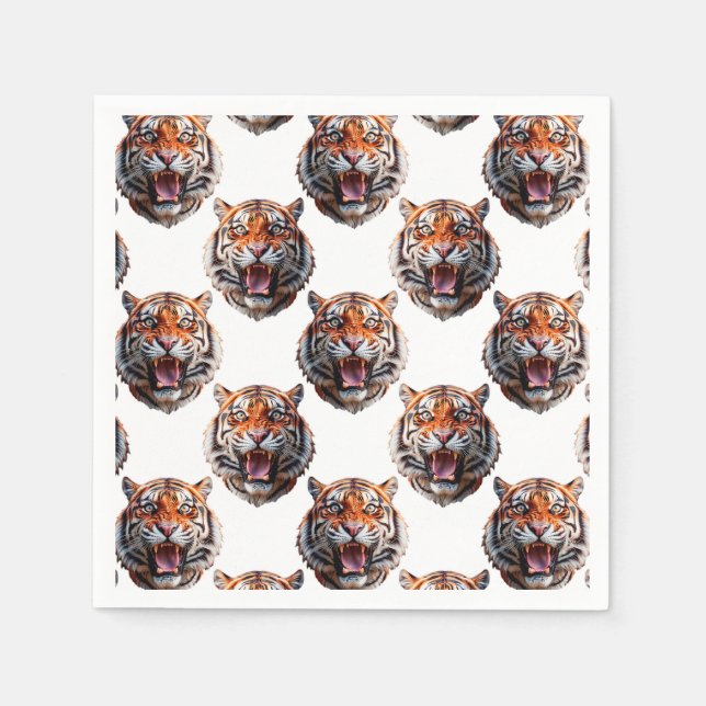 Tigerkopf-Musterdesign - Weiß   Serviette (Vorderseite)