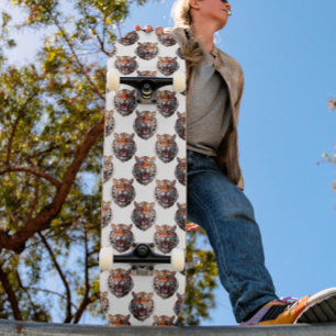 Tigerkopf-Musterdesign - Weiß Skateboard